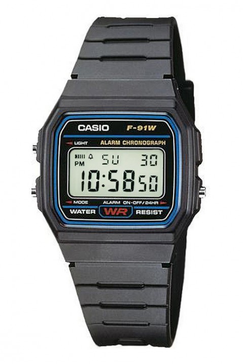 Мъжки часовник CASIO F-91W-1YEG, Цвят: черен, IVET.BG - Твоят онлайн бутик.