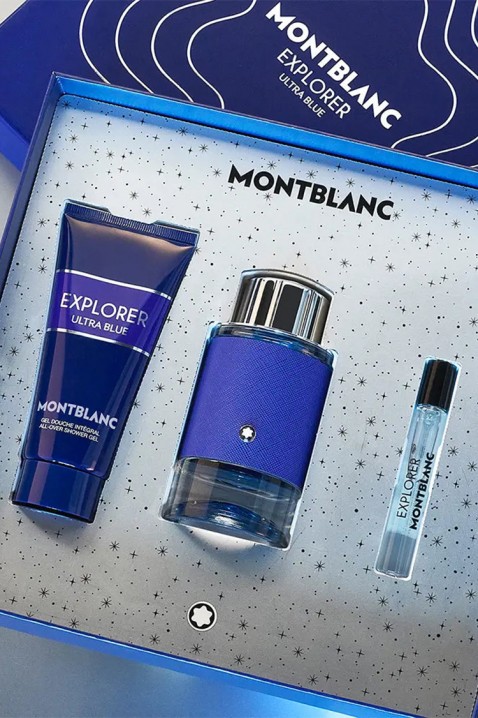 Мъжки комплект Mont Blanc Explorer Ultra Blue EDP 100 ml + Travel Spray 7,5 ml + Shower Gel 100 mlIVET.BG - Твоят онлайн бутик.